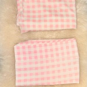 2 Vintage Standard Pink Gingham Fabric Pillowcases